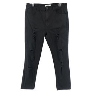 American Quality Denim Women’s Black High Rise Distressed Skinny Jeans Size 18
